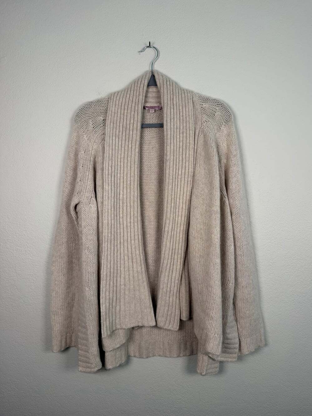 Calypso St. Barth Beige Open-Front Draped Cashmere Cardigan Size Medium